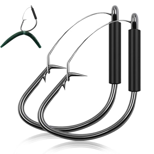 9KM DWLIFE Weedless Wacky Rig Hooks 25Pcs Weedless Hooks Sharp Corrosion-Resistant Wacky Worm for Bass Fishing Neko Rig - size: 3/0#