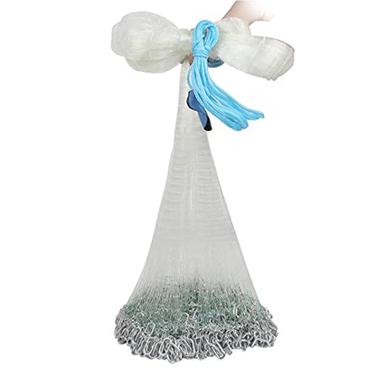 Lucky Monet 10/12/13.3/15ft Radius Large American Saltwater Fishing Cast Net for Bait Trap Fish, Easy Throw Thicken Nylon Line w/Upgraded Steel Chain Sinker, 5/8 Inches Mesh Size - size: 10FT Radius