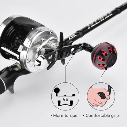 GOMEXUS Power Handle for Abu Garcia Ambassadeur C3/C4/S/SX 5000-7000 Round Fishing Reels Catfish Special Crank - color: For Abu 5000-6500 Red