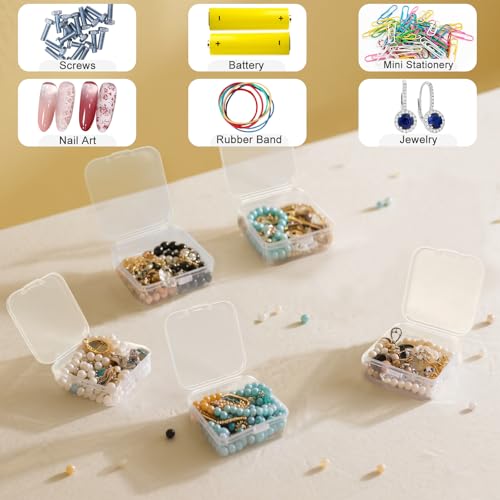 Guyuyii 15 Clear Plastic Bead Storage Containers with Hinged Lids & Labels | for Craft Supplies, Diamond Painting, Jewelry Making | Compatible with Beads, Earrings, Nail Art, Seeds, DIY Bracelet - size: 15 Pcs