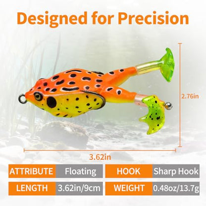 Keenjorika Soft Frog Fishing Lures 3 Pack, Topwater Floating Weedless Frog Baits with Rotating Kicking Legs, Lifelike Soft Swimbaits for Bass, Trout, Snakehead Fishing, Freshwater & Saltwater - color: 2/4/5/7/10