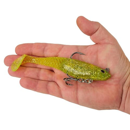 Berkley PowerBait Saltwater Pre-Rigged Cullshad Fishing Soft Bait - color: Chartreuse Flash, size: 6 in (1.625 oz)