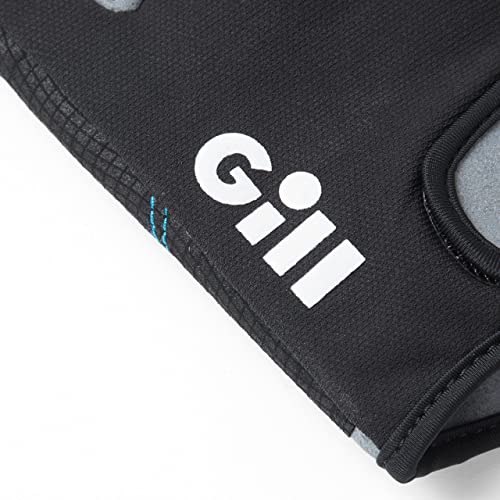 Gill Deckhand Sailing Gloves - Long Fingers with Exposed Finger and Thumb - 50+ UV Sun Protection & Water Repellent - color: Black/Bluejay, size: X-Small