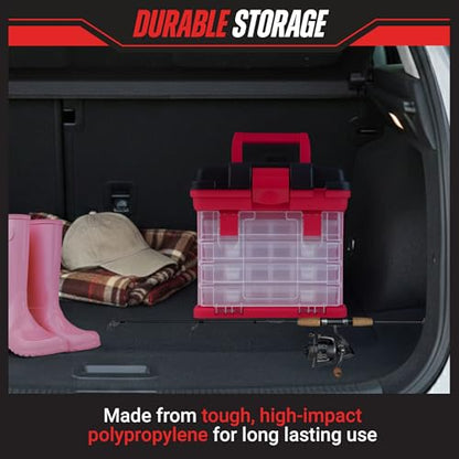 Stalwart Portable Tool Box Small Parts Organizer with Drawers, Red - color: Red and Black