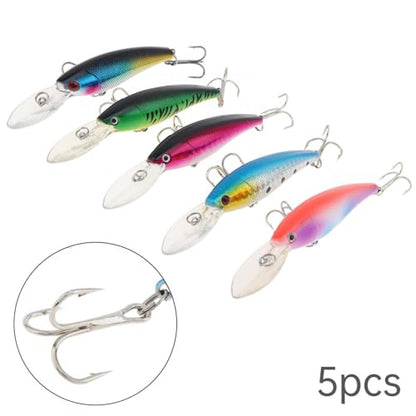 5pcs Fishing Lures Crankbaits, Fishing Hard Baits Swimbaits Minnow Bass Topwater Lures for Trout Bass Perch