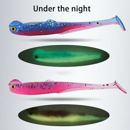 20PCS-Soft Plastic baits bass Lures Fishing, Soft Plastic Walleye Fishing Lures, Paddle Tail Swimbaits for Bass Fishing, Fishing Bait for Freshwater Saltwater Gifts (2.4IN/1.3g) - color: Colorful-20pcs