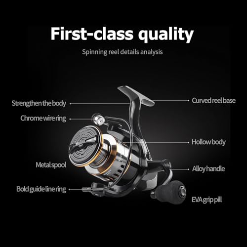 Spinning Fishing Reel 22 LBs Max Drag with 5.2:1 High Speed Ultra Smooth Powerful for Freshwater Saltwater Fishing - size: Size 3000