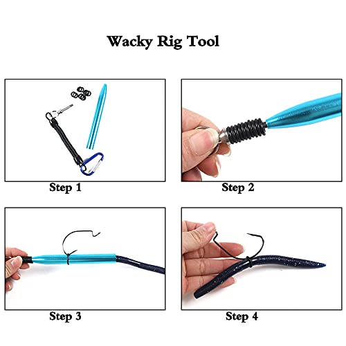 Soft Plastic Bass Fishing Lure 5.3" Senko Style Worms-Salt Impregnation, Ribbed Design Slow Sinking Swimbaits - color: 27pcs Wacky Worm kit