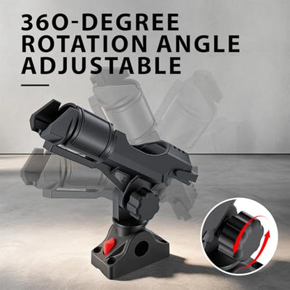 Fishing Rod Holder for Kayak and Boat, 360 Degree Adjustable with Protective Strap, for Inflatable Boats Canoes Kayaks Using Adjustable Straps or Pre-drilled Holes, Fishing Accessories