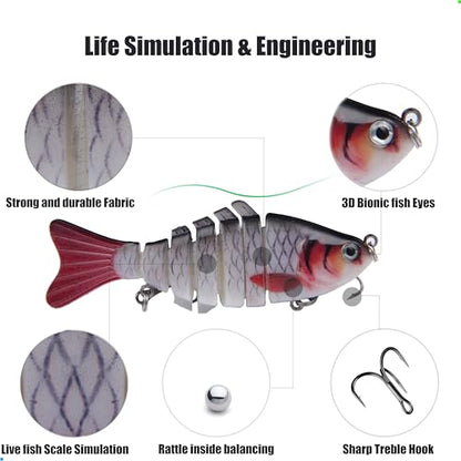 EXAURAFELIS Multi Jointed Swimbaits Fishing Lures for Bass Trout Perch Slow Sinking Lifelike Fishing Lure Kit Swimming Lures Freshwater Saltwater Tackle Box - color: A - 7segment multi-jointed Swimbaits - 4 inch