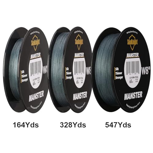 SeaKnight MANSTER W8 II 8 Strand Braided Fishing Line -Super Strong, Abrasion Resistant, No Stretch Braided Line-15LB to 100LB Test for Saltwater and Freshwater Fishing Line Braid - color: 8Strands Low-Vis Gray, size: 45LB (328 Yards)