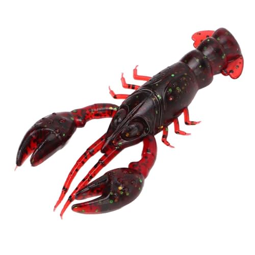 20PCS Soft PVC Fishing Lures 2.2 Inch – Lifelike Crawfish Bait with Artificial Lobster Claw Design, Jig Head Compatible for Bass & Trout Fishing - color: Red