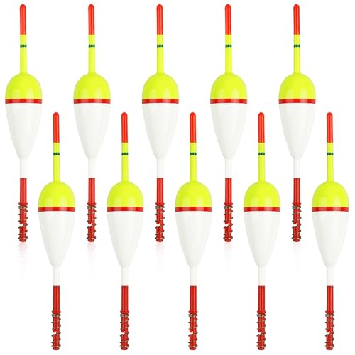 AGOOL Slip Bobbers Wood Fishing Floats and Bobbers Spring Bobbers Stick Slip Bobbers for Crappie Fishing Bobbers for Crappie Panfish Walleyes Trout Bass Fishing 5/10pcs - color: 1.97 x 0.91 x 5.63 inch - 10pcs