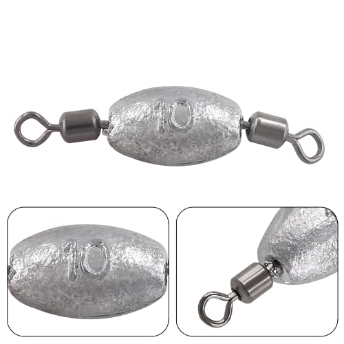 Hitefu Fish Weight Sinkers, Inline Weights Lead Fishing Weights Trolling Sinkers, Egg Sinkers for Bottom Fishing (3/8, 1/2, 3/4oz) - size: 3/8oz (Pack of 2)