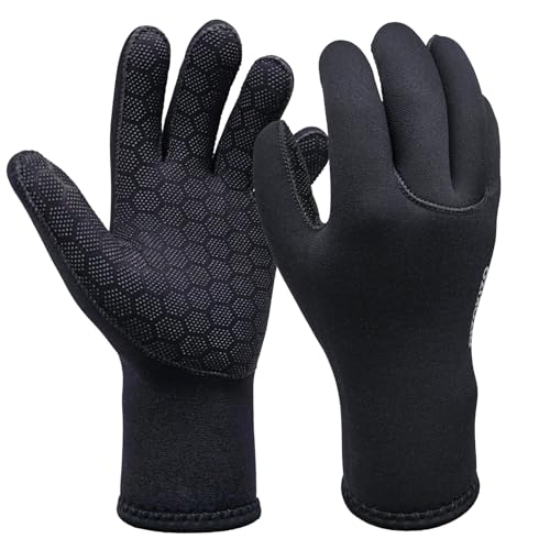 Neoprene Gloves, 3mm Anti-Slip Diving Gloves Waterproof Wetsuit Gloves for Scuba Fishing Kayaking Surfing Swimming - color: Black, size: Medium
