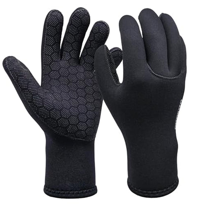 Neoprene Gloves, 3mm Anti-Slip Diving Gloves Waterproof Wetsuit Gloves for Scuba Fishing Kayaking Surfing Swimming - color: Black, size: Medium