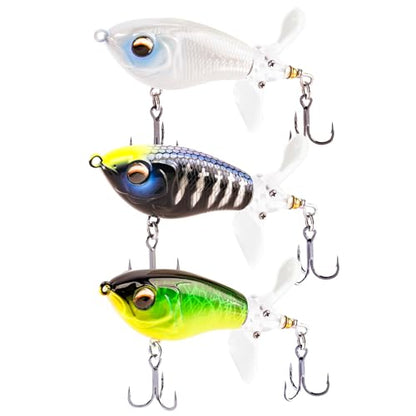 FONMANG Top Water Fishing Lures, 3-Pcs Topwater Lures for Bass Walleye Pike, 2025 New Wasp Crawl Bait for Freshwater and Saltwater - color: F-Whopper