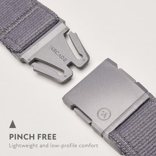 Arcade Belts A2 Unisex Adventure Belt: Heavy Duty Stretch, Metal Free Buckle - color: Atlas - Charcoal, size: Standard (Up to 40"); 1.5" Wide