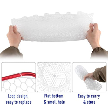 Dr.Fish Fishing Landing Net Replacement Rubber Fishing Net Without Handle Foldable Mesh Netting for Freshwater Saltwater - color: White, size: D-48.03'' Girth(15.75'' Dia, 13.8*5.9" Depth)