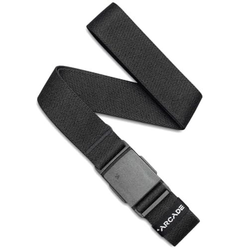 Arcade Belts Mens Explore Belt, Stretch Webbing for Max Comfort & Custom Fit, Metal-Free Buckle, Machine Washable Travel Belt - color: Black