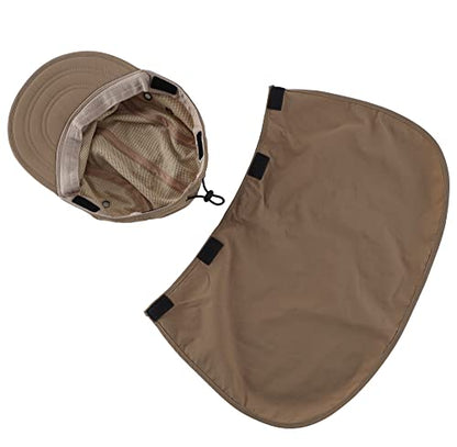 Connectyle Mens Foldable UV Protection Sun Hat with Removable Neck Flap Outdoor Adventure Sun Cap for Fishing Hiking Safari - color: Dark Khaki