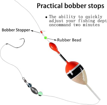 YOTO Bobber Stops for Fishing,Float Bobber Stops String Knots&Fishing Glow Beads - color: Green-50pcs