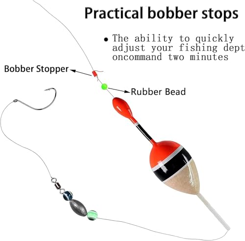 YOTO Bobber Stops for Fishing,Float Bobber Stops String Knots&Fishing Glow Beads - color: Green-100pcs