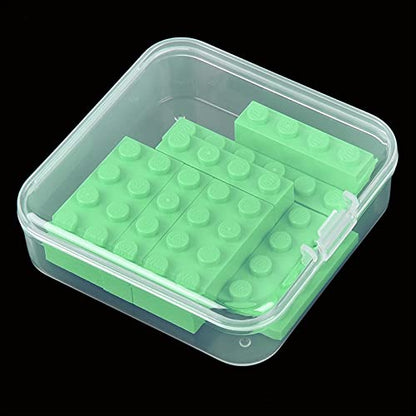 Goodma 100 Pieces Square Mini Clear Plastic Storage Box, 2.56x2.56x0.79 in | Empty, Organizer Containers, Hinged Lids, For Small Items, For Craft Projects - size: 2.56 x 2.56 x 0.79 inch