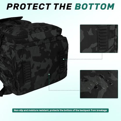 Pyrrhus 40L Fishing Backpack with Rod Holders & Insulated Cooler Compartment, Camping Cooler Tackle Storage for Anglers