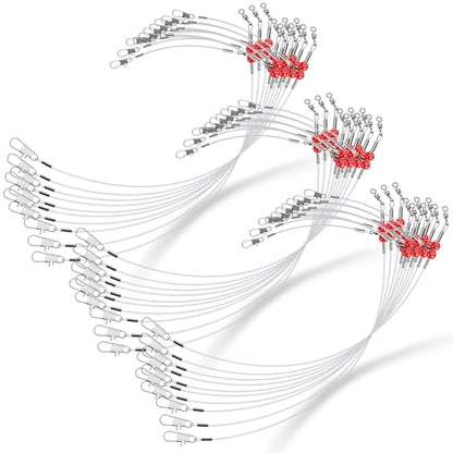 30 Pcs Fishing Leaders Saltwater Tackle Rig with Swivels Snap Stainless Steel Hooks Nylon Lines High Strength Fishing Wire Gear Equipment for Saltwater - size: 14.2 Inch, style: 1 Arm