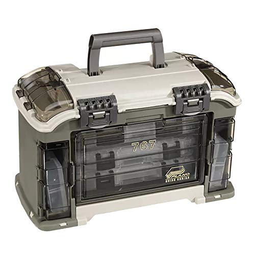 Plano Elite Series Ultimate Angled Tackle System, Graphite & Sandstone, Includes 6 StowAway Utility Boxes, Premium Tackle Storage for Fishing Gear and Accessories, Waterproof Case
