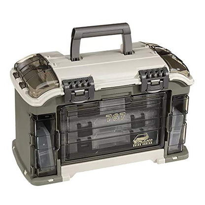 Plano Elite Series Ultimate Angled Tackle System, Graphite & Sandstone, Includes 6 StowAway Utility Boxes, Premium Tackle Storage for Fishing Gear and Accessories, Waterproof Case