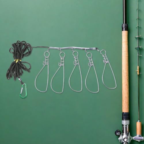 ARTIBETTER 3 Sets Stainless Steel Fish Stringer with 5-Lock Structure, Saltwater Corrosion Resistant Live Fish Lock for Oceans and Individual Fishing Trips, Convenient Capture and Release