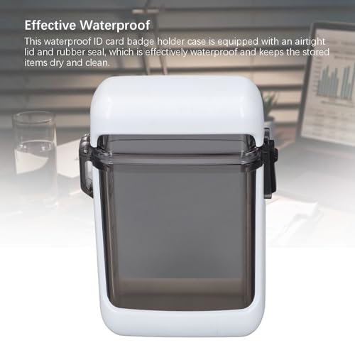 ID Card Badge Holder Case, Airtight Lid with Rubber Seal, Multifunctional Pocket Box for Swimming Rafting Canoeing Surfing Beach (White) - color: White