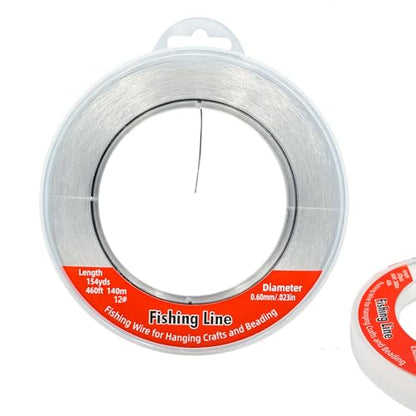 Nylon Fishing Line, 0.45mm 985ft,Strong Clear Invisible Hanging Wire for Crafts Beading, Decorative Pictures, Stringing Lights - size: 0.6mm-.023inch-460ft
