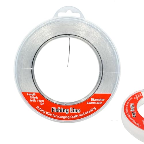 Nylon Fishing Line, 0.45mm 985ft,Strong Clear Invisible Hanging Wire for Crafts Beading, Decorative Pictures, Stringing Lights - size: 0.6mm-.023inch-460ft