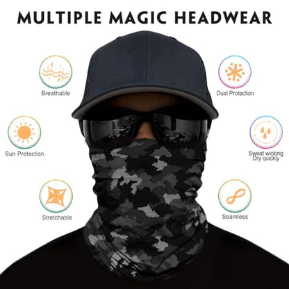 Neck Gaiter for Men Women Headwear Bandana Head Wrap Face Scarf Mask Cover Warmer Balaclava-Seamless & Versatile - color: B-camo 3