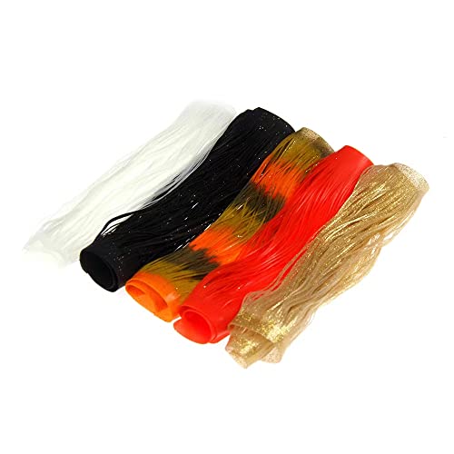 GREATFISHING 10pcs Mix 10 Color Each 50 Strands/Pack 0.8mm Wide Fly Tying Rubber Flutter Legs Grizzly Barred Black Olive Green Yellow Orange Streamer Zonker Nymph Fly Tying Rubber String - color: Combo A