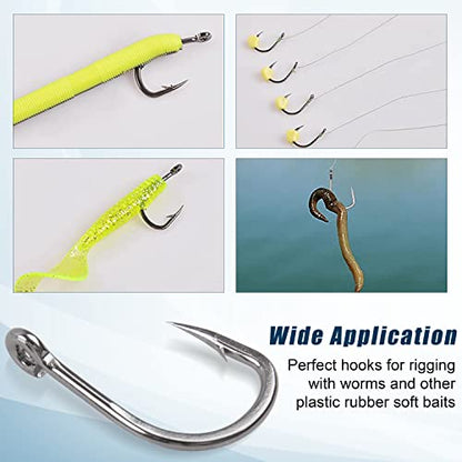 Saltwater Live Bait Fishing Hooks- 35pcs Inline Circle Hooks Catfish Bait Fish Hooks 2X Strong Stainless Steel Hooks for Big Game Fishing 1/0-12/0 - size: 7/0-35pcs