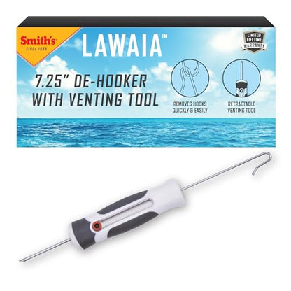Smith’s 51523– 7.25in De-Hooker + Venting Tool – Stainless Steel Fish Hook Remover – Corrosion Resistant + Saltwater Tool – Ergonomic Handle – Bait Fishing Hook Extractor – Fish + Tackle Accessory