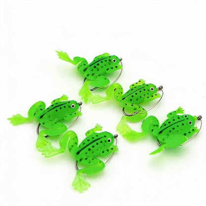 5pcs Soft Frog Lure with Single Hook, 4g/5g Lifelike Topwater Frog Bait, Artificial Fishing Lure for Bass & Snakehead Fishing - color: Large size