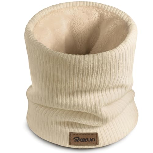 ROXUN Winter Neck Gaiter, Neck Warmer Cover Ski Gaiters for Men/Women | Soft Thick Fleece; Gentle on Skin; Stretchy Fit; Multi-function; Elegant Chic Look; Multi-color Options - color: Oatmeal