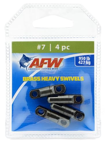 Heavy-Duty Strength – Built for Extreme Conditions, These Brass swivels Offer Superior Durability and high Break Strengths up to 1,100 lbs, Ideal for Big Game Fishing and Tough Applications - size: 4 pc, #7, 950 lbt test