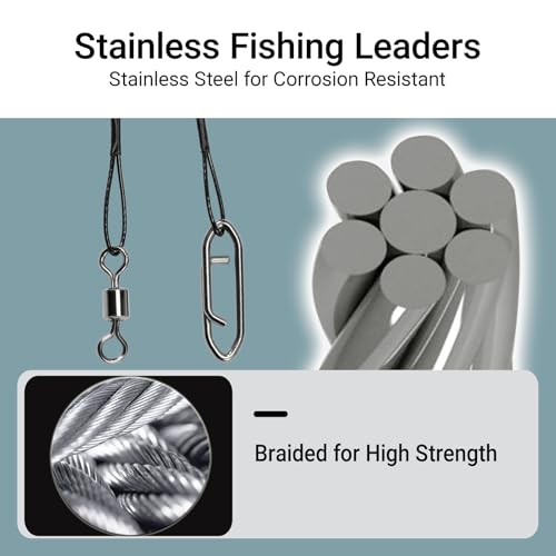 AMYSPORTS Steel Rigs Fishing Leaders Wire Stainless Lures Fishing Leader Heavy High Strength Wire Leaders Saltwater Black Nickel - size: #4 (11.8in-50lb) 30pcs