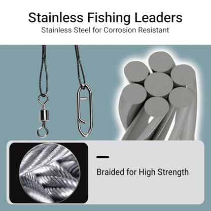 AMYSPORTS Steel Rigs Fishing Leaders Wire Stainless Lures Fishing Leader Heavy High Strength Wire Leaders Saltwater Black Nickel - size: #3 (9.8in-40lb) 30pcs