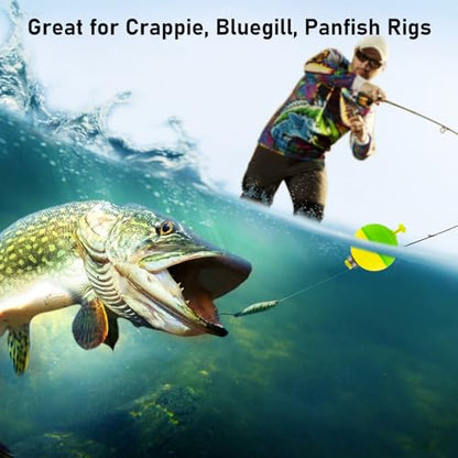 Dr.Fish 10 Pack Weighted Fishing Bobbers Snap-on Spring Floats EVA Foam Push Button Clip on Floats Fly Fishing Trout Bass Crappie Catfish - color: Green/Chartreuse, size: Diam 0.75"(1/16oz)