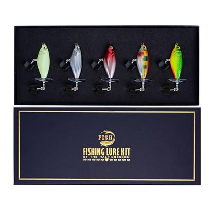 5PCS Glide Bait Fishing Lures Kit, 2026 Surprise Gift for Men & Teen Boys | Fishing Gear for Dad,Bass Fishing Lures Gift Set with Premium Gift Box, Hard & Soft Baits for Bass Trout Pike Salmon - style: 5-g