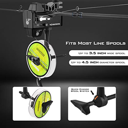 KastKing Kalibrate Fishing Line Spooler & 5’’ Braid Scissors - W/Line Counter, Patented Accessories, Portable, Compact, for Spinning & Casting Reels - No Line Twist, Fishing Gears Gifts for Men - style: Patented Line Spooler & Scissor - Black