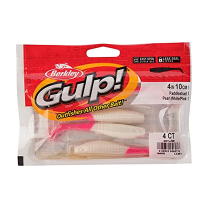 Berkley Gulp! Paddleshad Fishing Soft Bait - color: Pearl White/Pink, size: 4"