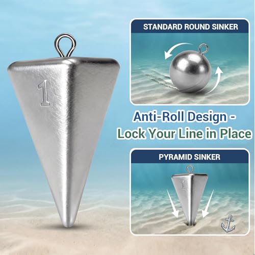 Fishing Weights Pyramid Sinkers Kit Bullet Fishing Weights Sinkers for Ocean Saltwater Surf Fishing Gear Tackle 1oz 2oz 3oz 4oz - color: 1oz-12pcs